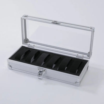 Aluminium Watch Storage Box — 12-Slot Jewelry Display Case with Suede Interior