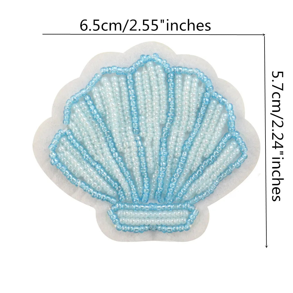3D Handmade Ocean Animal Patches - Beaded Seahorse Crab Starfish DIY Sewing Accessories & Craft Ornaments