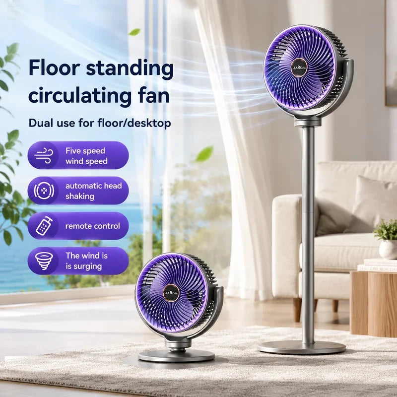 3-in-1 Air Circulation Fan - Retractable Standing & Desk Cooling Fan with Remote Control