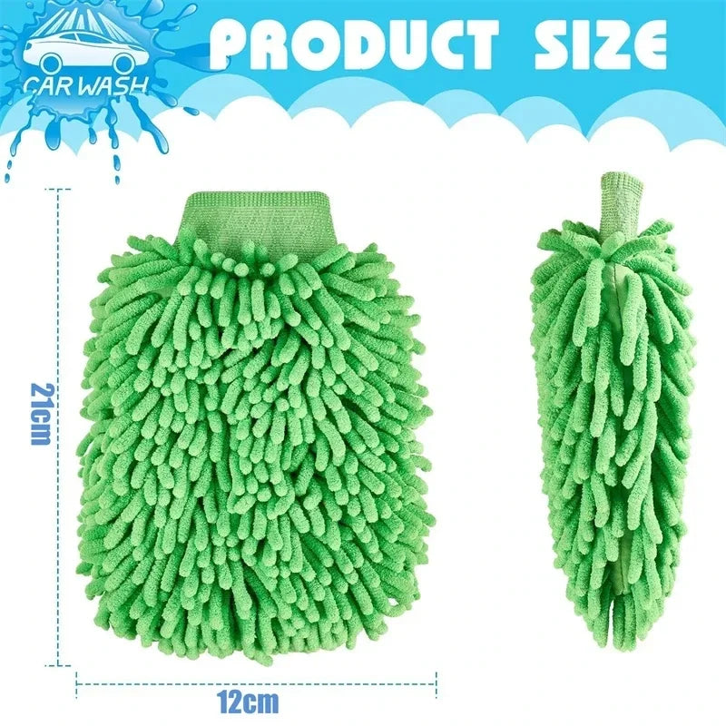 1/5pcs Microfiber Car Wash Gloves — Ultra-Absorbent, Scratch-Free Auto Cleaning Sponge Tool
