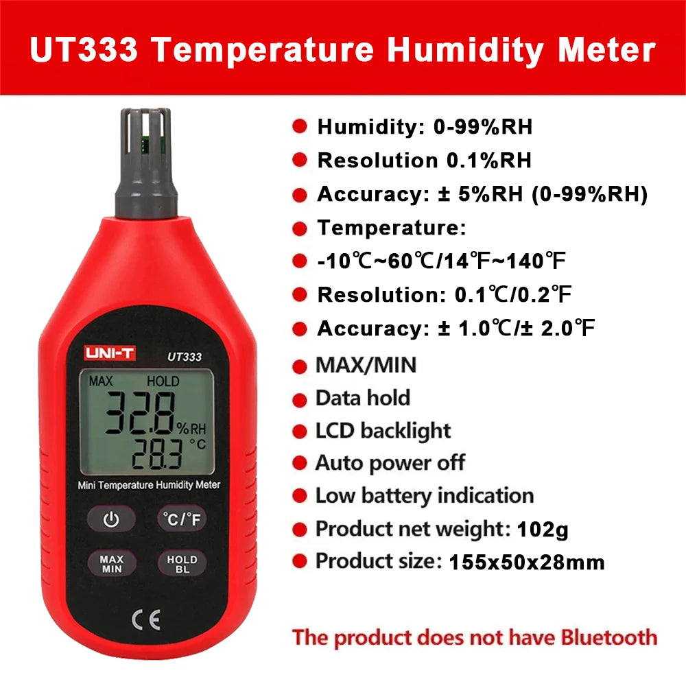 UNI-T Digital Meter Series - UT383/BT Light Meter, UT363/BT Anemometer, UT353/BT Sound Meter & UT333/BT Temperature Humidity Meter