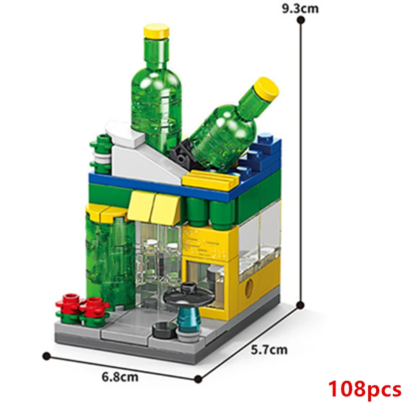 Restaurant Dessert Coffee Pet Fruit Store Building Blocks Kit - Street View Food House Model Toy