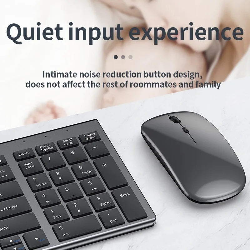 Jomaa Slim Bluetooth Rechargeable Keyboard and Mouse Set – 2.4G USB Wireless Combo for Laptop & Computer