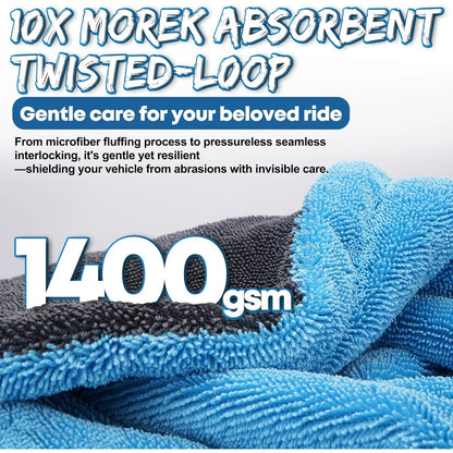 1400GSM Double-Sided Microfiber Drying Towel for SUV & Truck – Ultra Absorbent, Scratch-Free Car Drying Cloth with Twisted Yarn Technology