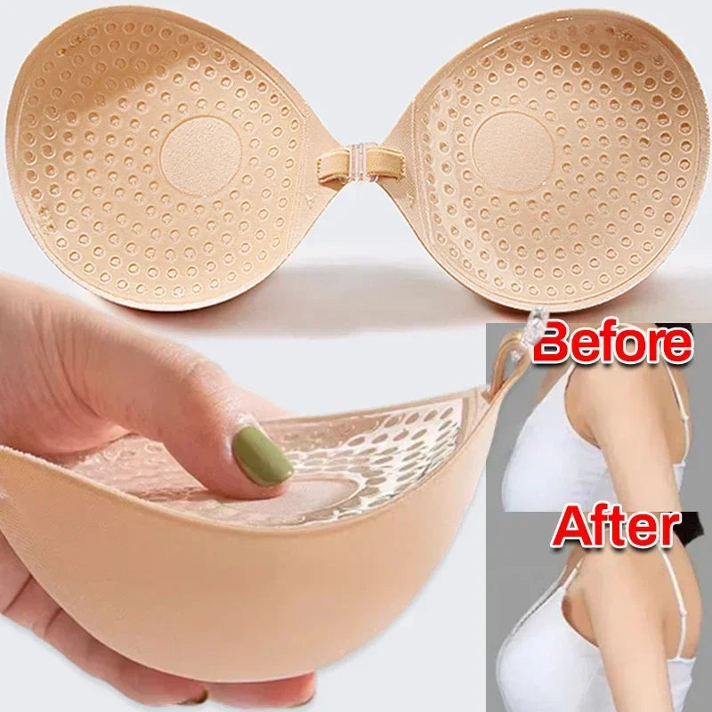 5cm Thicken Silicone Adhesive Bra – Reusable Invisible Strapless Push-Up Nipple Tape for Women
