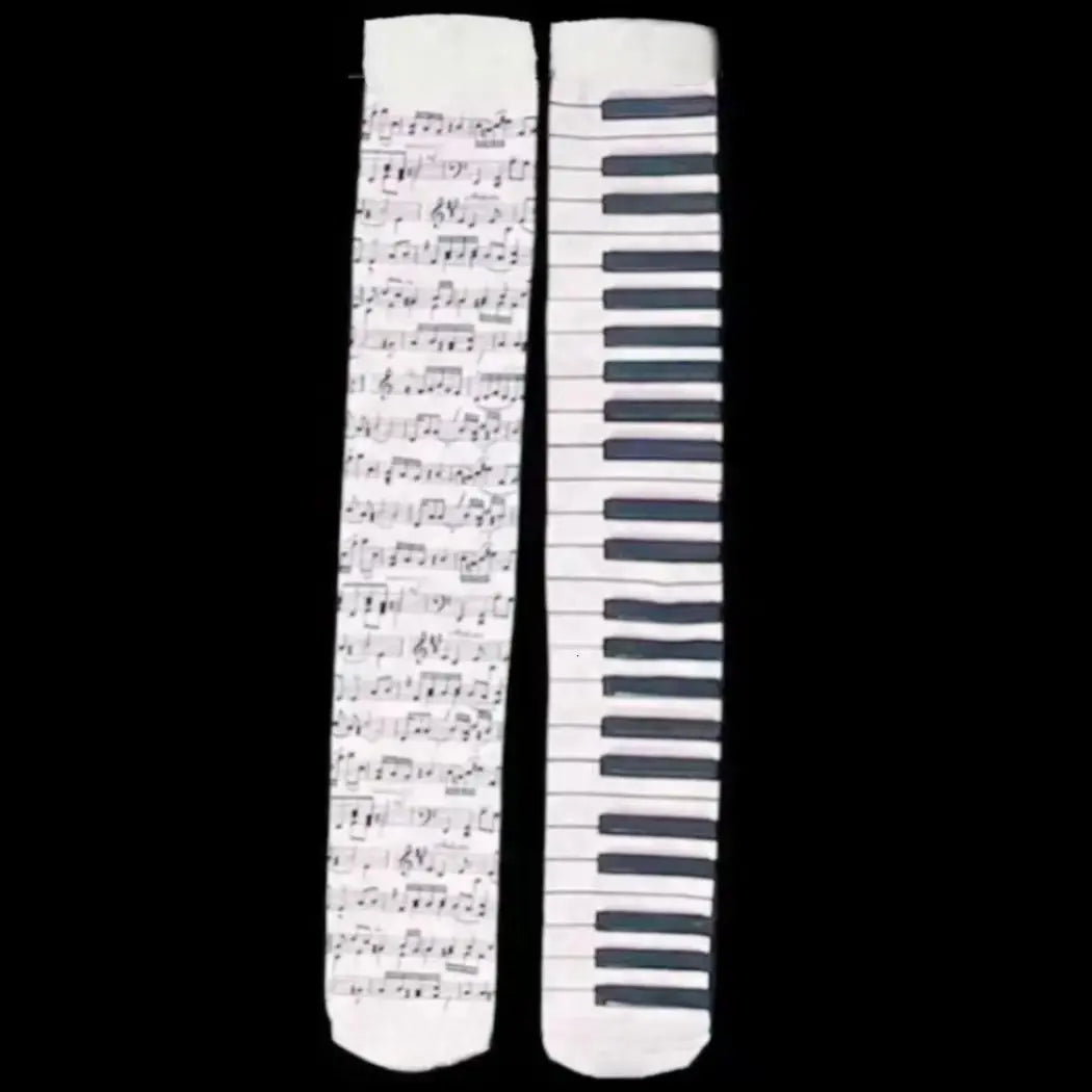 Y2K Punk Graffiti Thigh-High Socks - White Harajuku Over-Knee Stockings for Cosplay, Kawaii & Streetwear