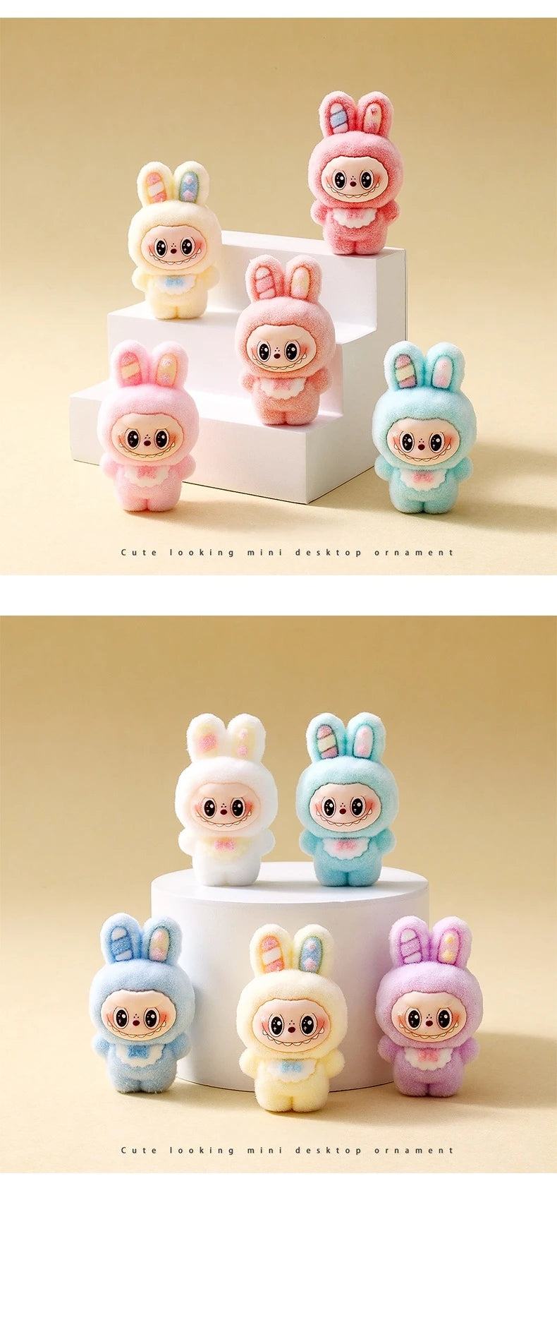 10pcs Babythree Rabbit Anime Flocked Action Figures Decorative Pendant Kawaii Desktop Dolls Toy Gifts