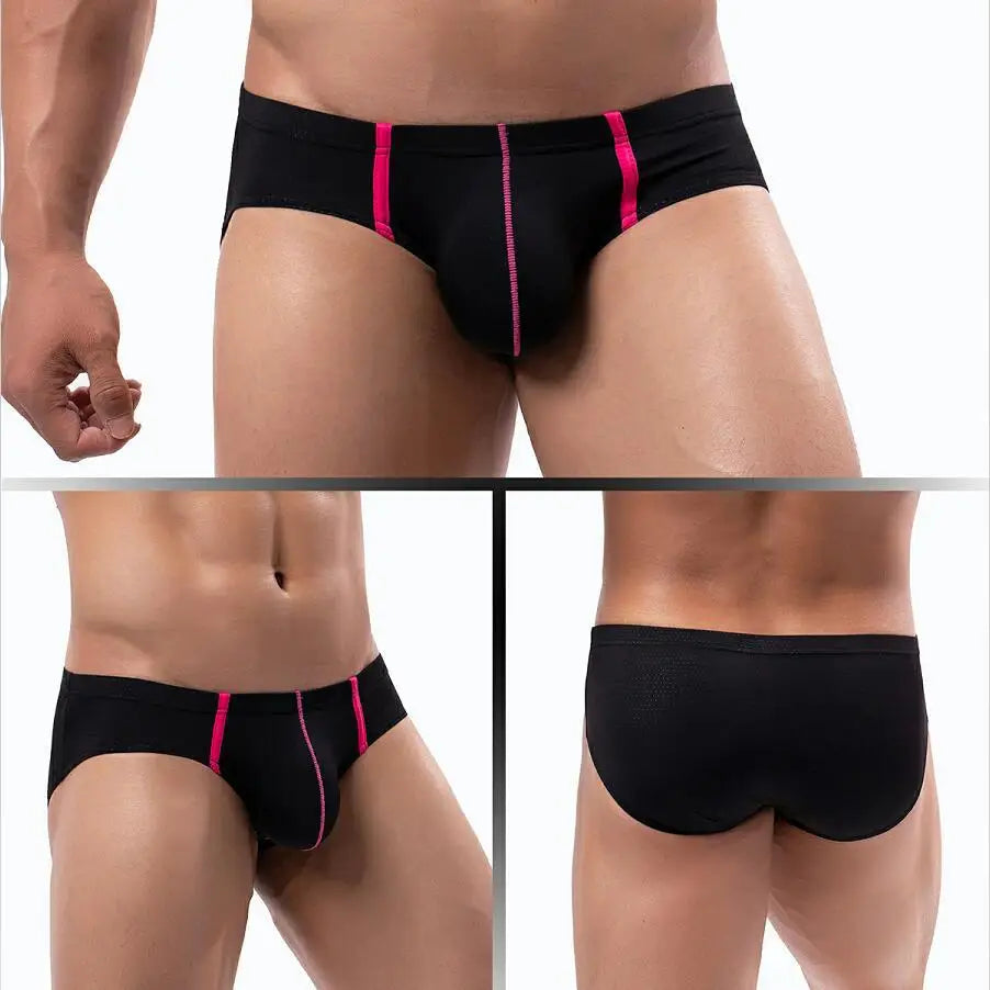 Men’s Ice Silk Low Waist Underwear – Breathable Mesh Boxer & Briefs, Lightweight Swim Bikini Trunks for Comfort Fit