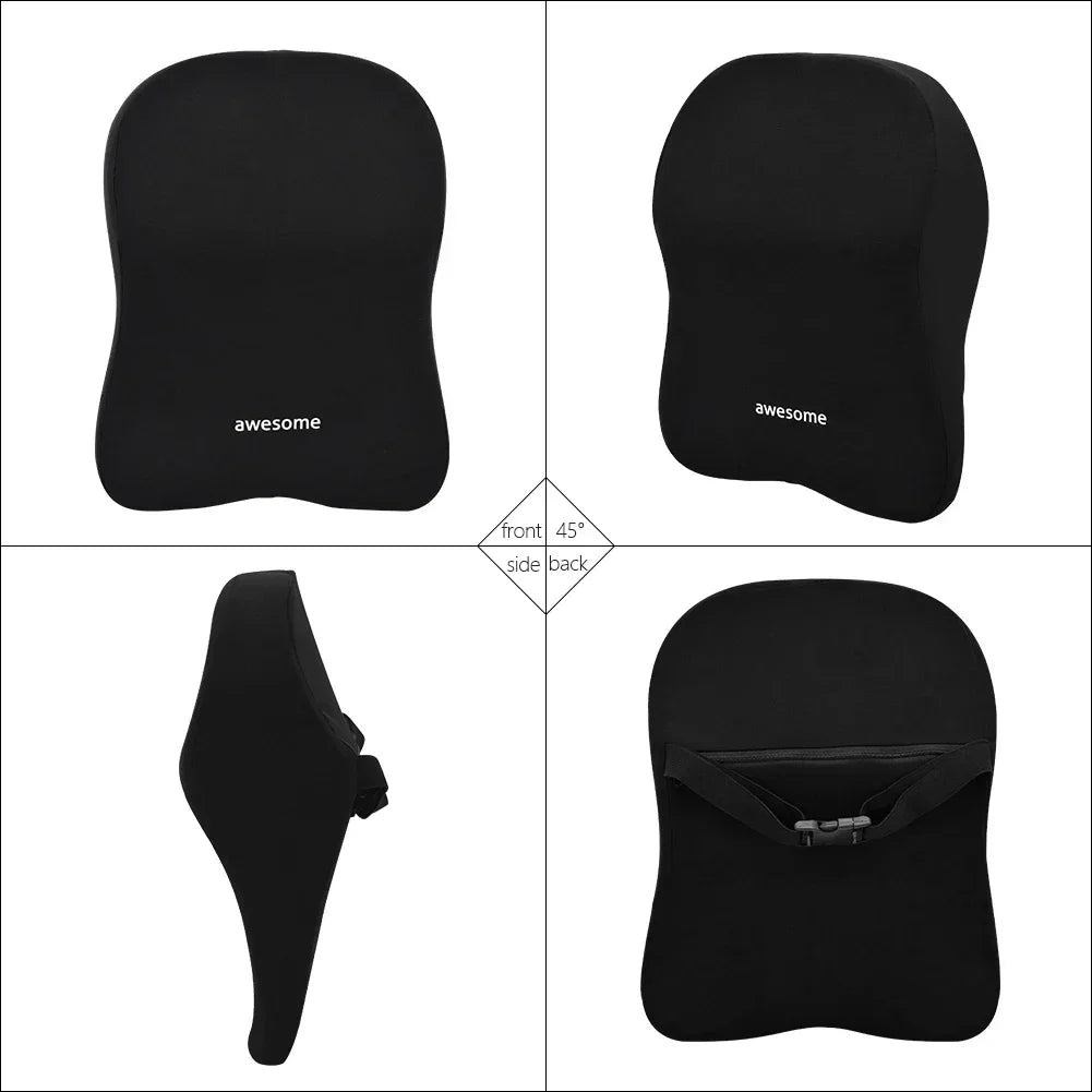 NEW Car Lumbar Back Support & Headrest Neck Pillow - Memory Foam Cushion for Car Seat, Soft Neck Pillow by Worldmuma