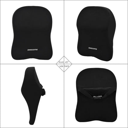 NEW Car Lumbar Back Support & Headrest Neck Pillow - Memory Foam Cushion for Car Seat, Soft Neck Pillow by Worldmuma