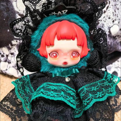 10cm Skullpanda Doll Clothes – Vintage Princess Dress Set with Headwear, Winter Symphony Series