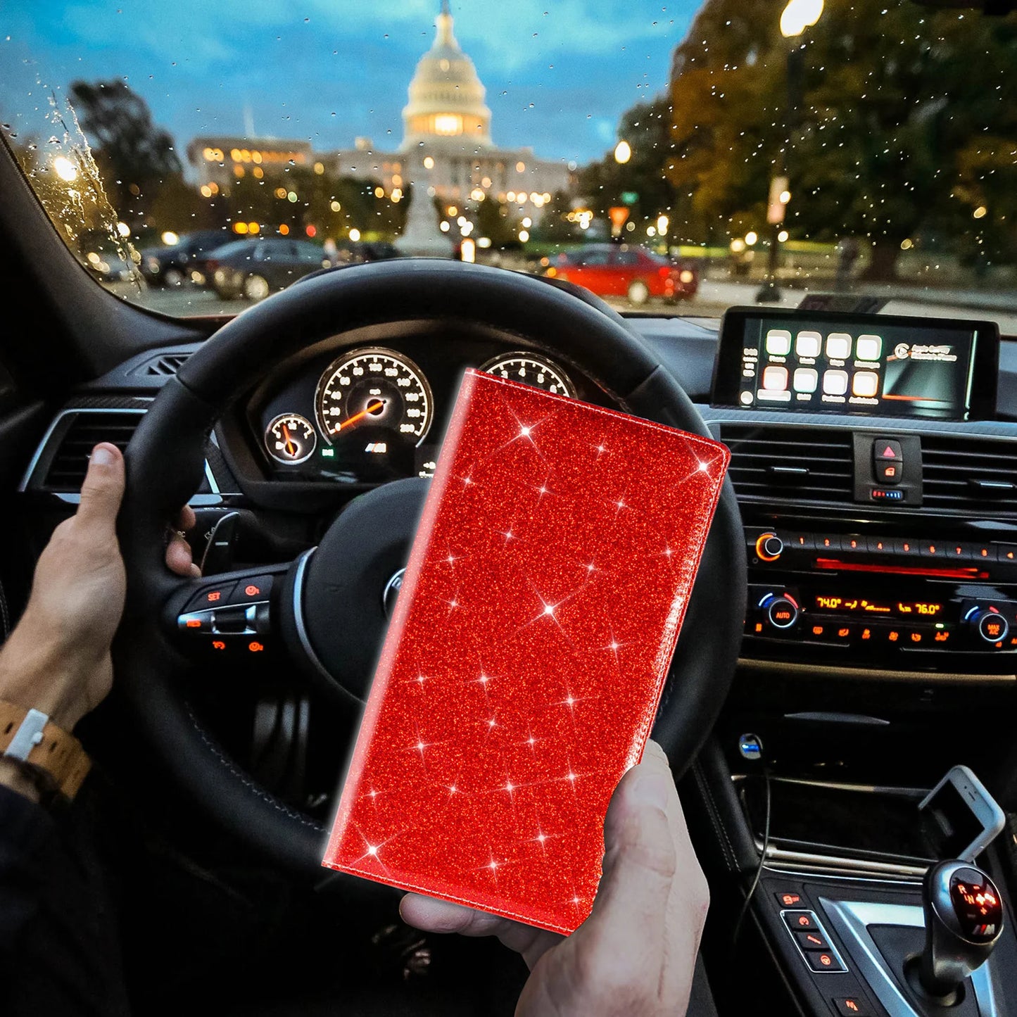 Car Registration & Insurance Card Holder — Vehicle License Document Organizer for Glove Box Compartment