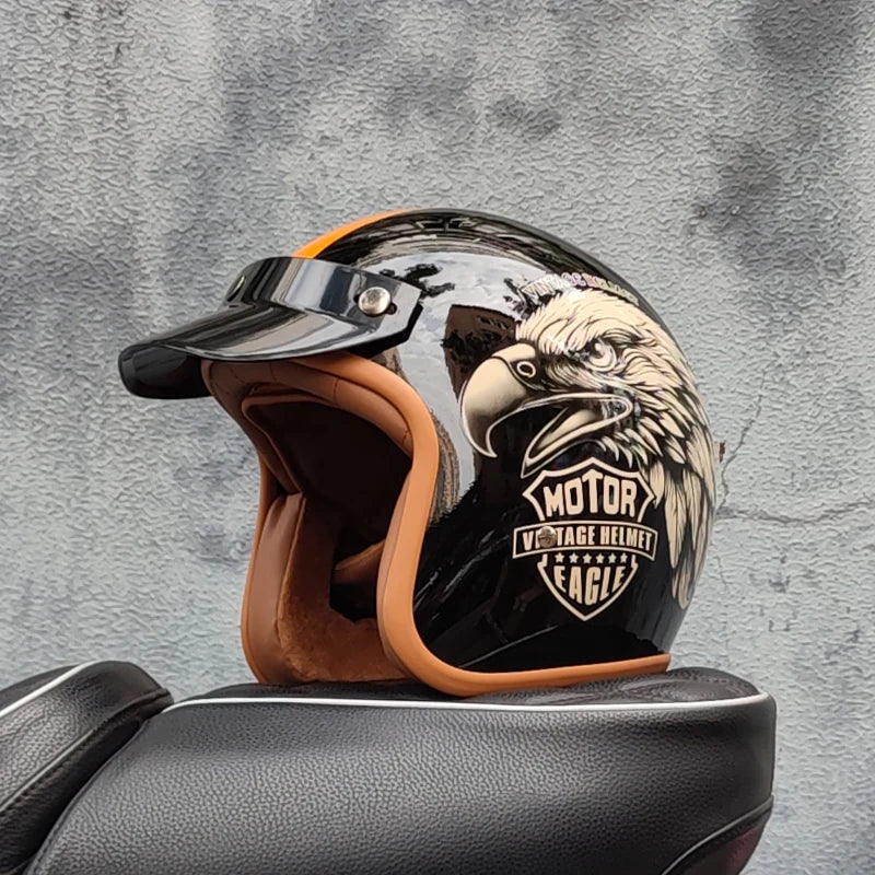 Retro 3/4 Semi-Open Motorcycle Helmet — Cross-Country Winter Riding Accessories