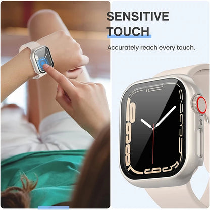 Apple Watch Glass Case Cover - Full Screen Protector for Series 9, 8, 7, 6, SE & iWatch 38mm-45mm
