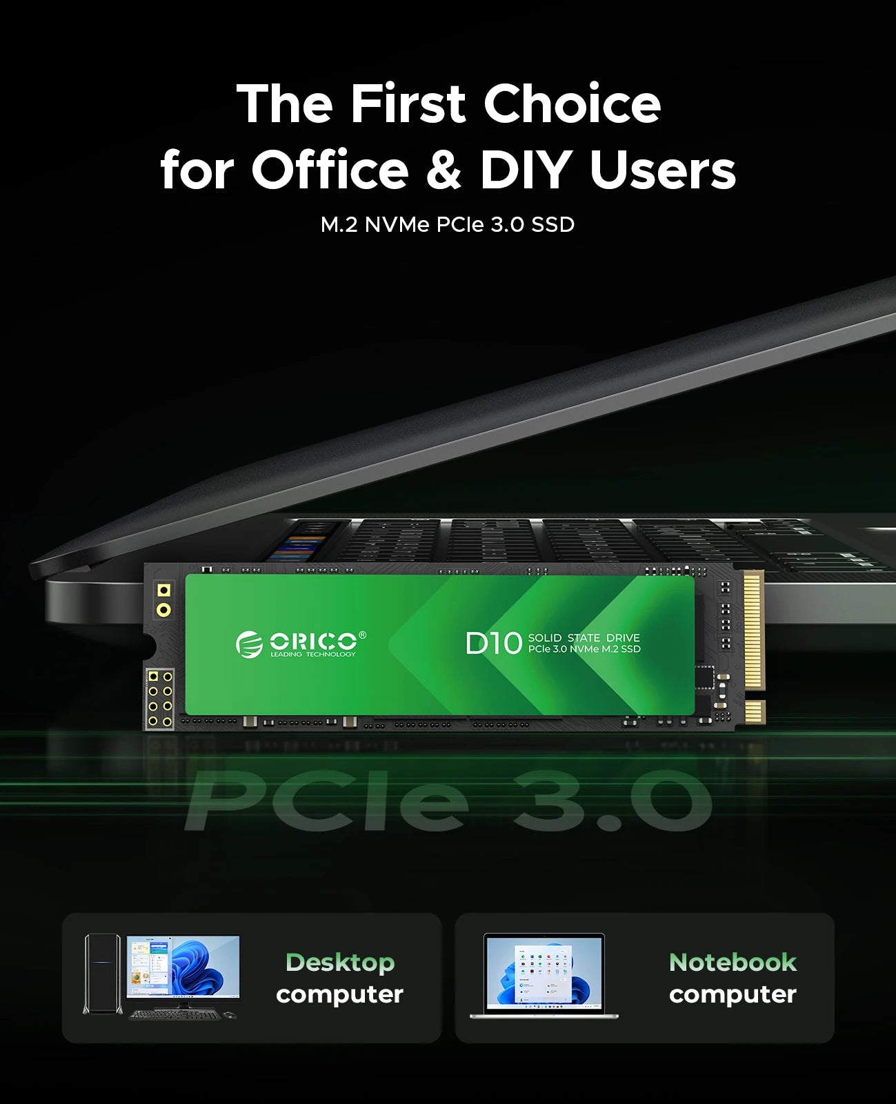 ORICO M.2 NVMe 1TB SSD – PCIe 3.0 3500MB/s Gen3x4 Internal Solid State Drive for Laptop & Desktop (3D NAND TLC/QLC)