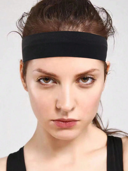6pcs Unisex Solid Color & Leopard Print Sweat-Absorbing Headbands - Cycling, Running, Sports, Yoga & Leisure
