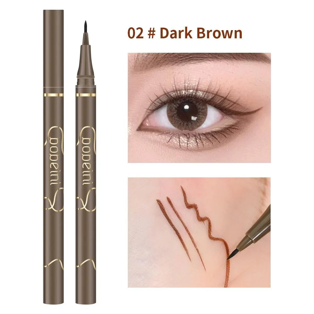 Waterproof Quick-Dry Liquid Eyeliner — Ultra-Fine Matte Black & Brown, Long-Lasting Silkworm Eye Makeup Gift