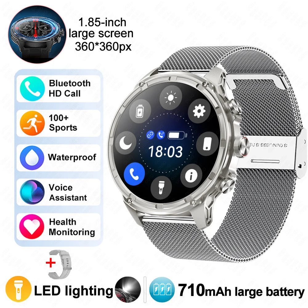 2025 Huawei & Xiaomi GPS Smartwatch for Men — 1.85" Ultra HD AMOLED Screen, 710mAh Battery & Bluetooth Call