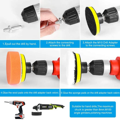 3/5/7-Inch Car Polishing Disc 8pcs Set — Self-Adhesive Buffing, Waxing, and Wool Pads for Car Polisher with Drill Adapter