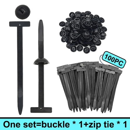 Universal Nylon Cable Tie Buckle - Self Locking Auto Fastener Strap for Car Repair and Cable Management