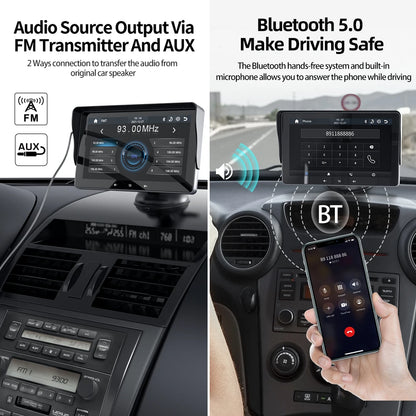 Grandnavi 7-Inch Universal Car Multimedia Touch Screen – Wireless CarPlay & Android Auto Video Player for Vehicles