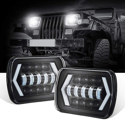 7 Inch LED Headlights - Hi-Lo Beam Halo DRL 12V/24V with H4 Harness for Jeep Wrangler, Cherokee & Motorcycle
