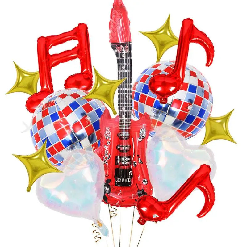22-Inch 4D Disco Balloons - Retro 80s–90s Hip-Hop Music Party Decorations for Birthdays, Graduations, and Weddings
