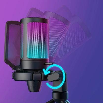 FIFINE A6V USB Gaming Microphone with Pop Filter & Shock Mount for PC PS4 PS5 Mac – Podcast & Streaming Mic with Gain Control