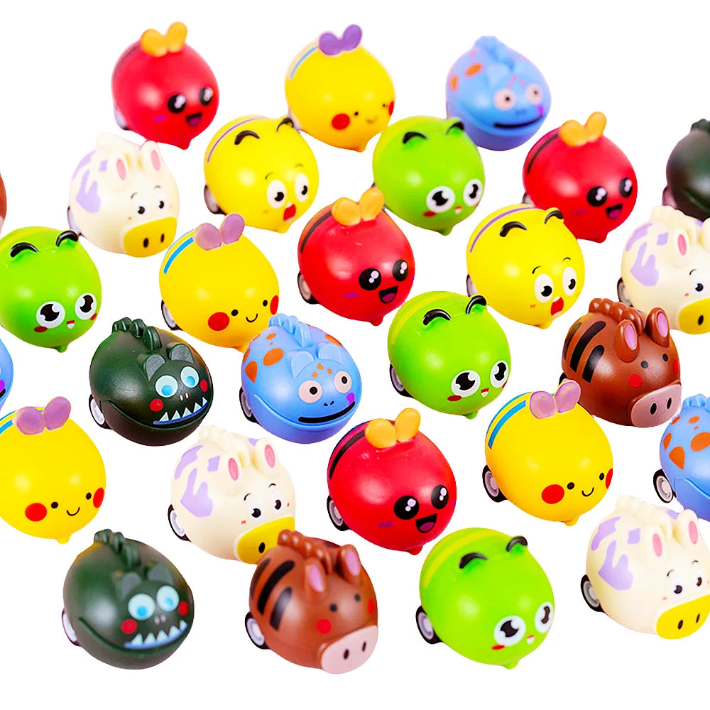 6pcs Cartoon Pet Pull-Back Car Toys – Kids Sports Toy Set, Birthday Party Favors & Pinata Gifts