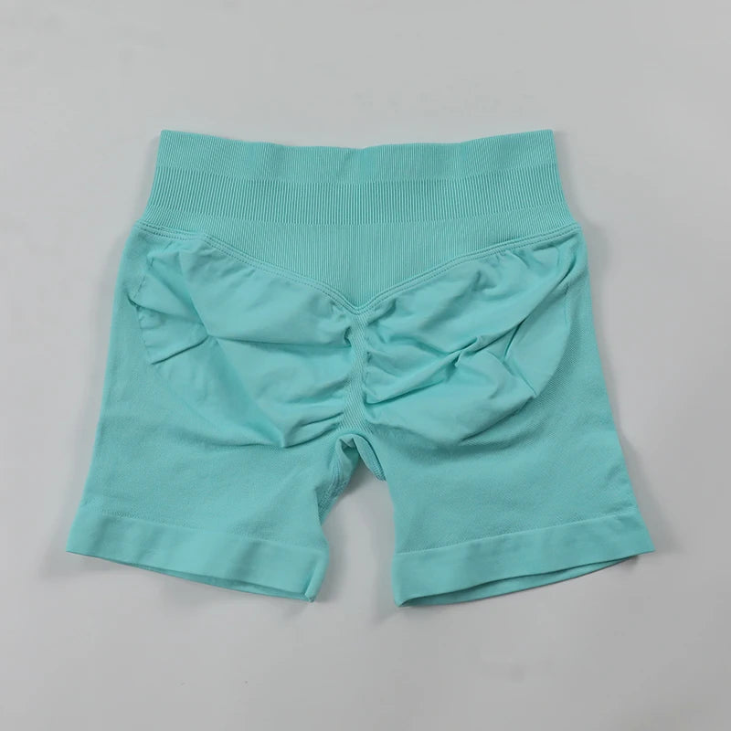 Impact Seamless Scrunch Bum Yoga Shorts – Low Ribbed Waistband, High Stretch Workout & Running Gym Shorts