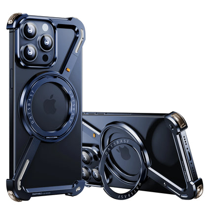 Oatsbasf Z-Shape Metal Phone Case for iPhone 15/16 Pro Max | Shockproof Cover with 360° Rotating Holder