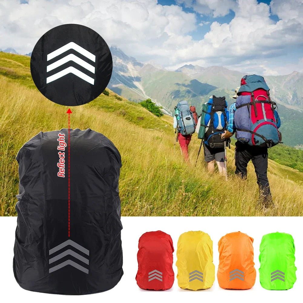 Outdoor Reflective Backpack Rain Cover – Waterproof Safety Cover for Cycling, Hiking & Climbing, Fits 18-45L Bags