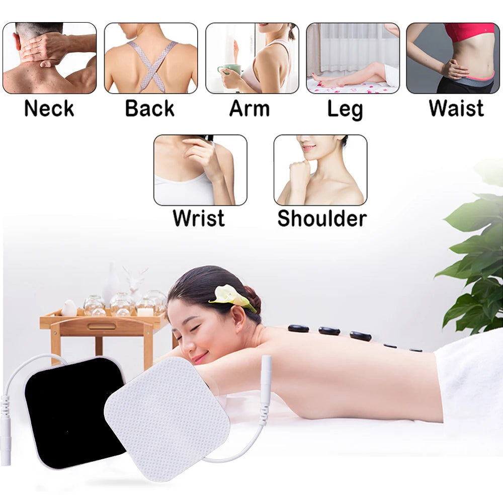 100/50pcs 5x5cm Muscle Stimulator Electrode Pads – Self-Adhesive Non-Woven Replacement for TENS Therapy Machines