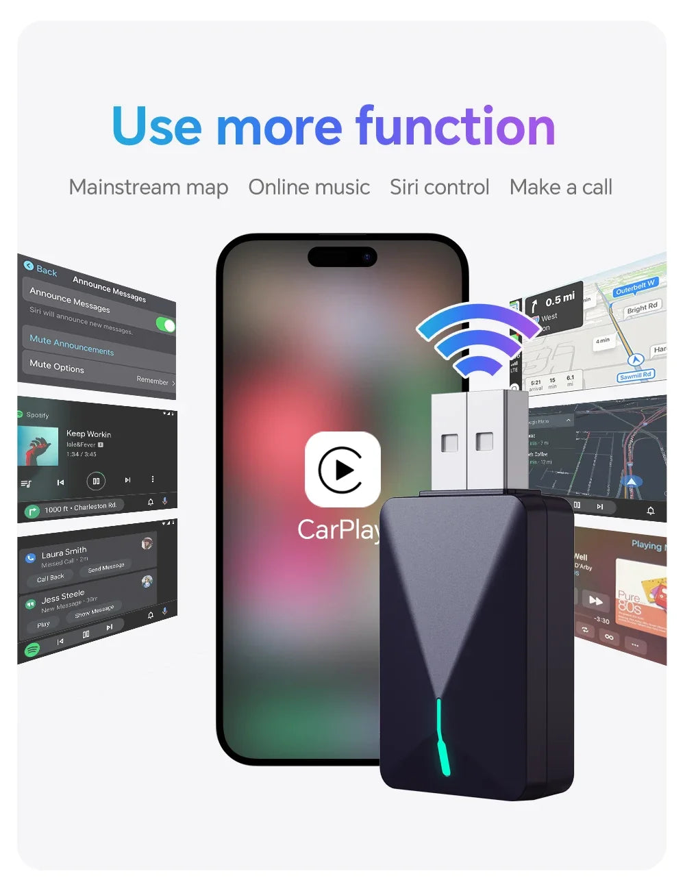 2025 Wireless Android Auto Adapter — Wired to Wireless CarPlay Smart Box with USB Plug & Play, WiFi Auto Connection & Online Upgrade