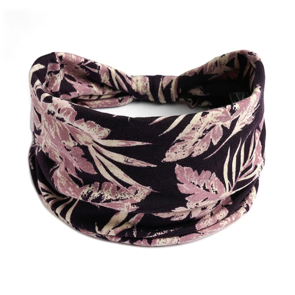 Bohemian Wide Cotton Stretch Headband for Women – Turban Headwrap, Bandage Hairband, Bandana Hair Accessories