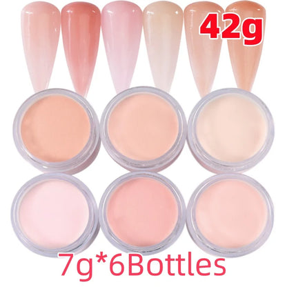 50g/100g Nude Nail Acrylic Powder Bulk Set – 4-in-1 Solid Crystal Extension, Dipping & Engraving Nail Art Monomer Wholesale