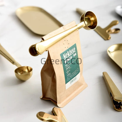 Stainless Steel Coffee Scoop with Clip – Multi-Function Spoon & Bag Sealer for Coffee Beans & Tea Leaves