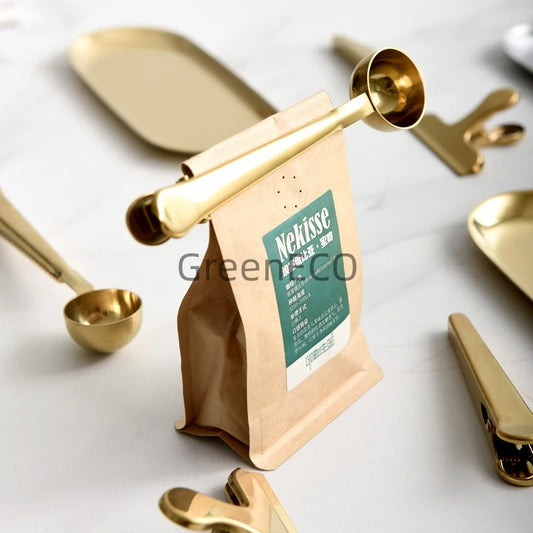 Stainless Steel Coffee Scoop with Clip – Multi-Function Spoon & Bag Sealer for Coffee Beans & Tea Leaves