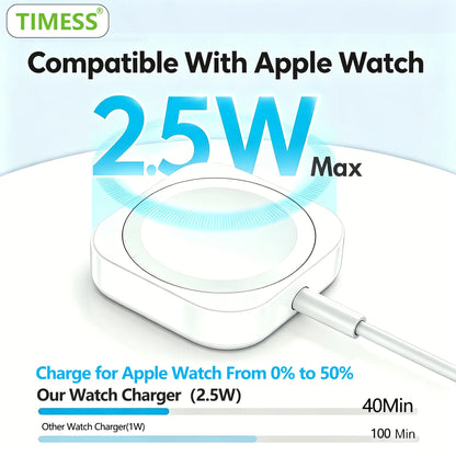 TIMESS Magnetic Fast Apple Watch Charger - USB-C Charging Cable for Apple Watch Series 1–11, SE and Ultra