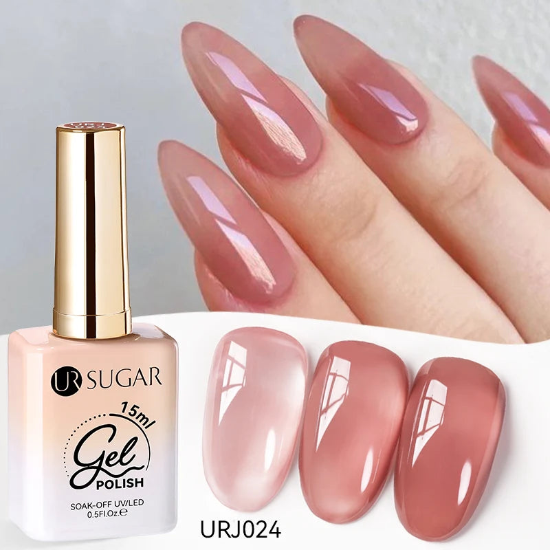 UR SUGAR 15ml Jelly Milky White Gel Polish – Translucent UV Soak Off Nail Art Varnish Semi-Permanent Fashion Nail Color