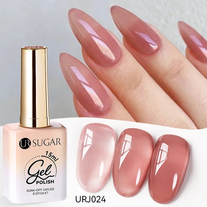 UR SUGAR 15ml Jelly Milky White Gel Polish – Translucent UV Soak Off Nail Art Varnish Semi-Permanent Fashion Nail Color