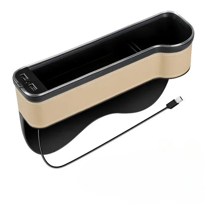 Car Seat Gap Organizer with 2 USB Chargers, LED Colorful Light, Pocket for Cards, Phone, Bottle & Cup Holder