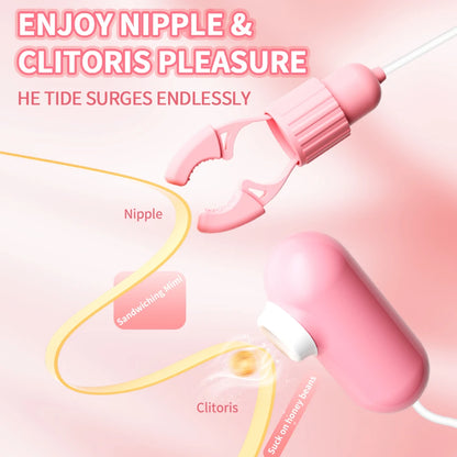 Vibrating Nipple Clamp Massager - Dual-Purpose Intimate Stimulation Toy for Adult Women with Breast & Clitoral Massage Functions