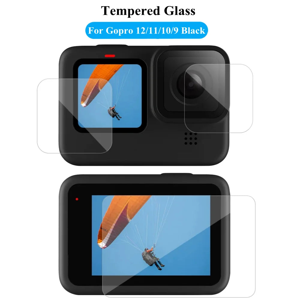 Tempered Glass Screen Protector for GoPro Hero 9–12 – Black Lens Protective Film, Camera Accessories
