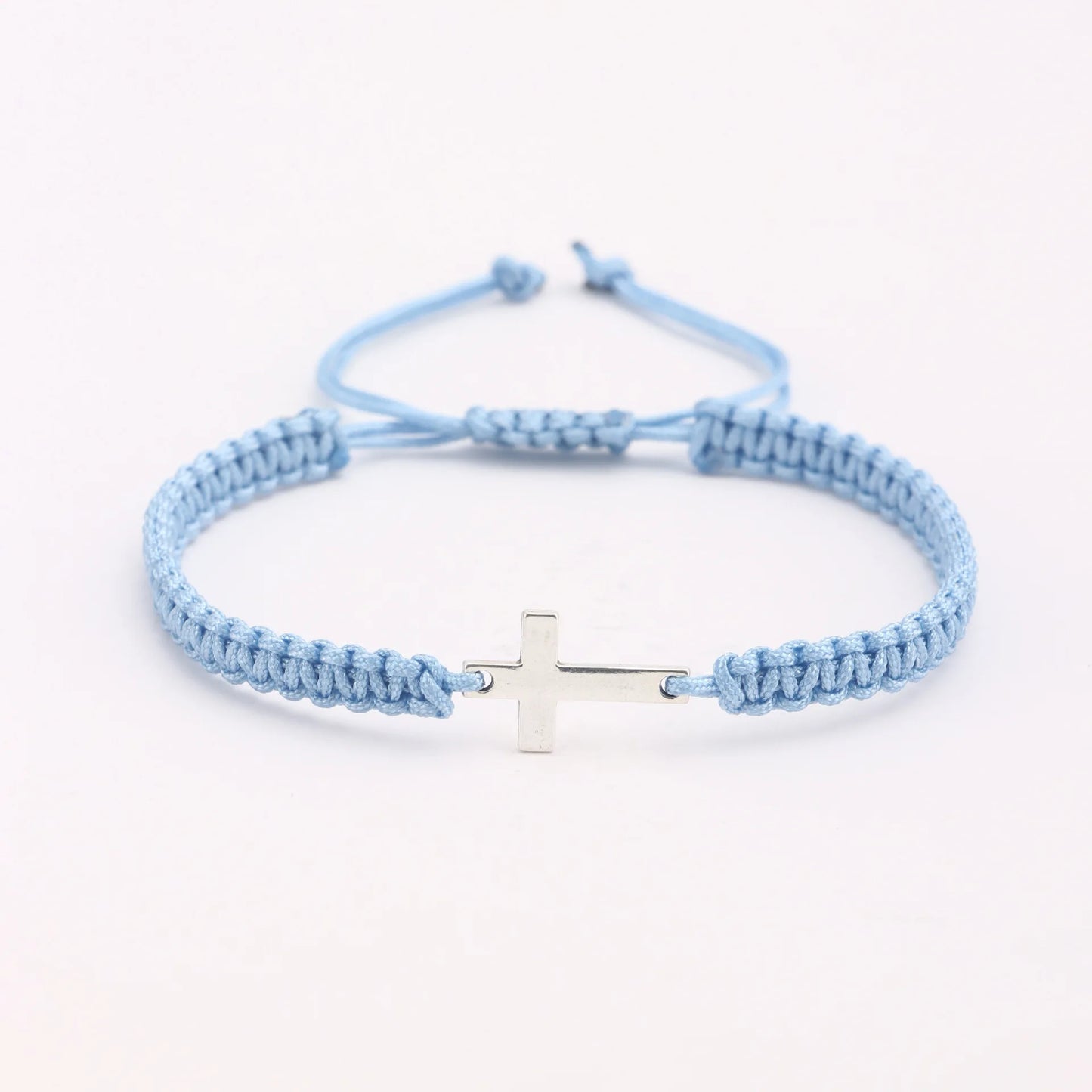 UILZ Creative Stainless Steel Cross Bracelet - Hand-Woven Adjustable Colored String, Couple Versatile Jewelry