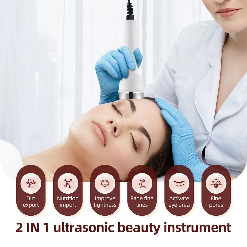 Ultrasound Skin Care Beauty Machine – High-Frequency Facial and Eye Massager for Face Lifting, Deep Cleansing, and SPA Treatment