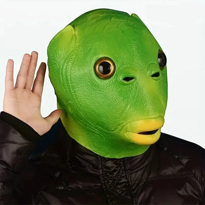 Green Fish Head Mask – Fun Halloween & Party Prop, Perfect for Photos and Party Favors