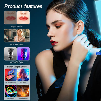RGB Photography Video Light Stick - Colorful LED Lamp Fill Light, Handheld Speedlight with Tripod Stand for Parties