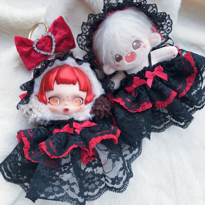 10cm Skullpanda Doll Clothes – Vintage Princess Dress Set with Headwear, Winter Symphony Series