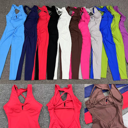 2024 Women’s Gym & Yoga Set – One-Piece Cup Jumpsuit with Long Pants for Workout, Fitness & Activewear